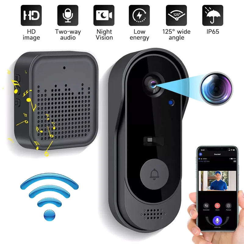 Smart Home Video Doorbell WiFi Outdoor Wireless Door Bell Waterproof Battery Voice Intercom Doorbell Phone Video Camera