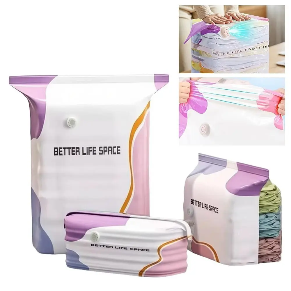 No Pump Vacuum Storage Bags Dust-proof Press & Seal Clothing Seal Bag Large Capacity Space Saving Clothes Blankets Organizer