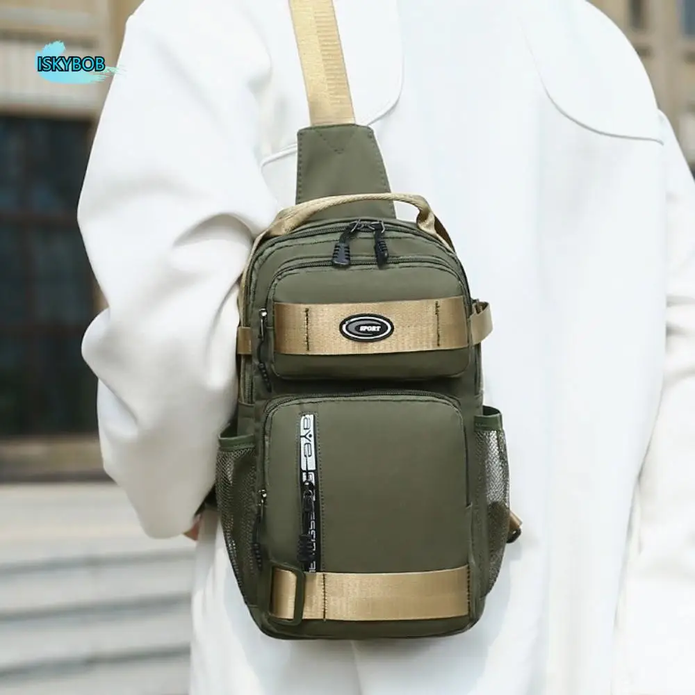 

Мужская нагрудная сумка из ткани Оксфорд, многофункциональная водонепроницаемая спортивная сумка для сообщений, большая вместительная сумка через плечо на молнии для бега