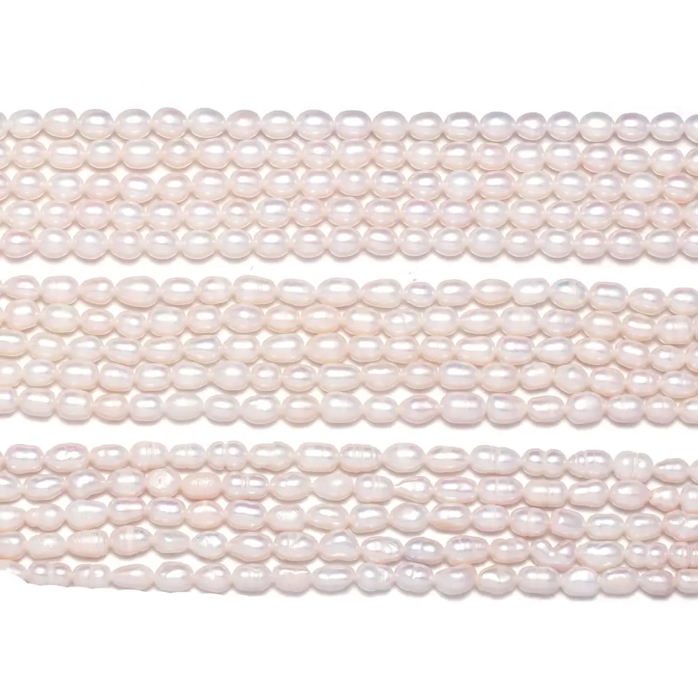 Natural Freshwater Pearl Beads A AA AAA Rice Shape White Pearls for Necklace Bracelet Accessories Jewelry Making DIY Size 4-5mm