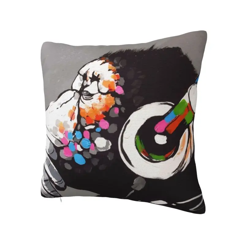 Banksy DJ Monkey Thinker With Headphones Pillow for Living Room Street Pop Art Luxury Cushion Cover Velvet Pillowcase