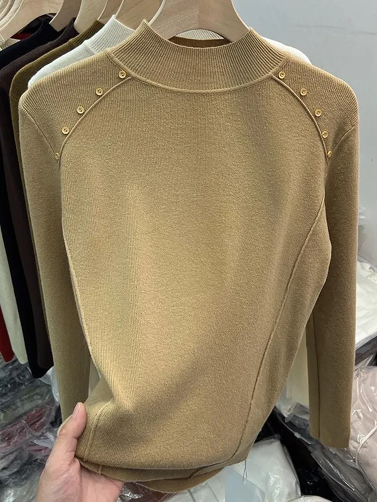 حجم كبير المرأة فضفاضة التخسيس f عالية Ne اللون تريكو الخريف الشتاء بسيط العلوي الدافئة قاعدة طبقة العصرية #1