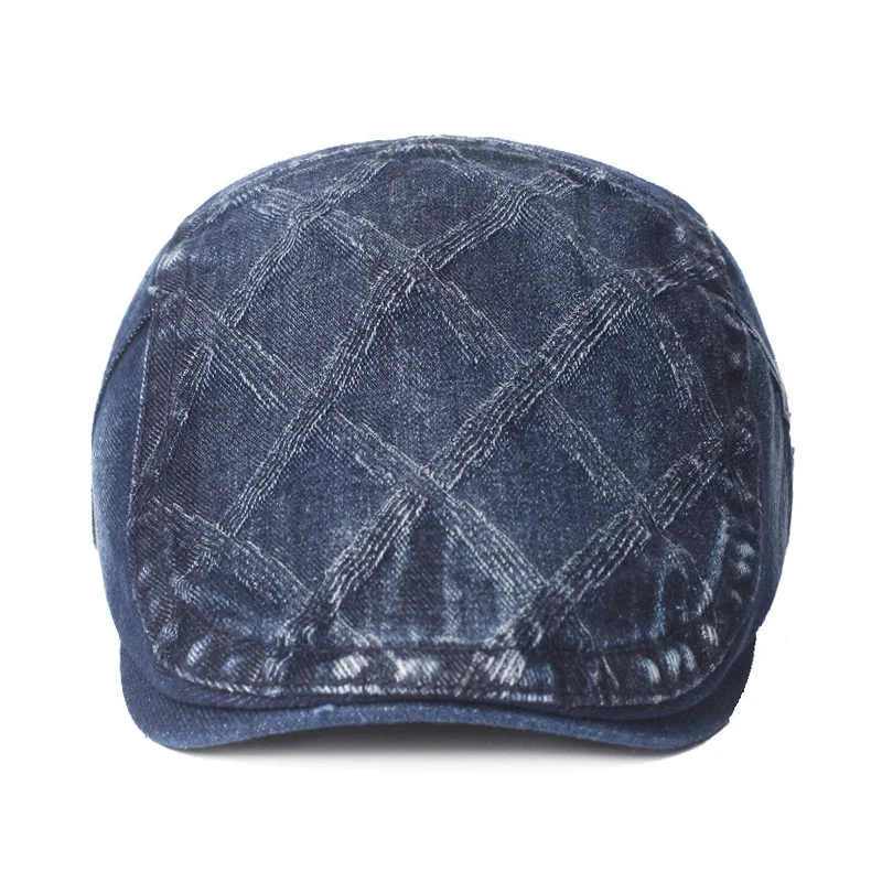 

Spring and Summer Cotton Solid Geometric Newsboy Caps Men Flat Peaked Cap Women Painter Beret Hats 08