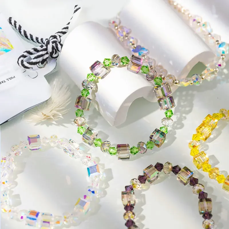 طقم صنع الأساور AB لون زجاجي مكعب الخرز البريق فراشة بلورات الخرز عدة لصنع المجوهرات القلائد DIY الحرف اليدوية #5