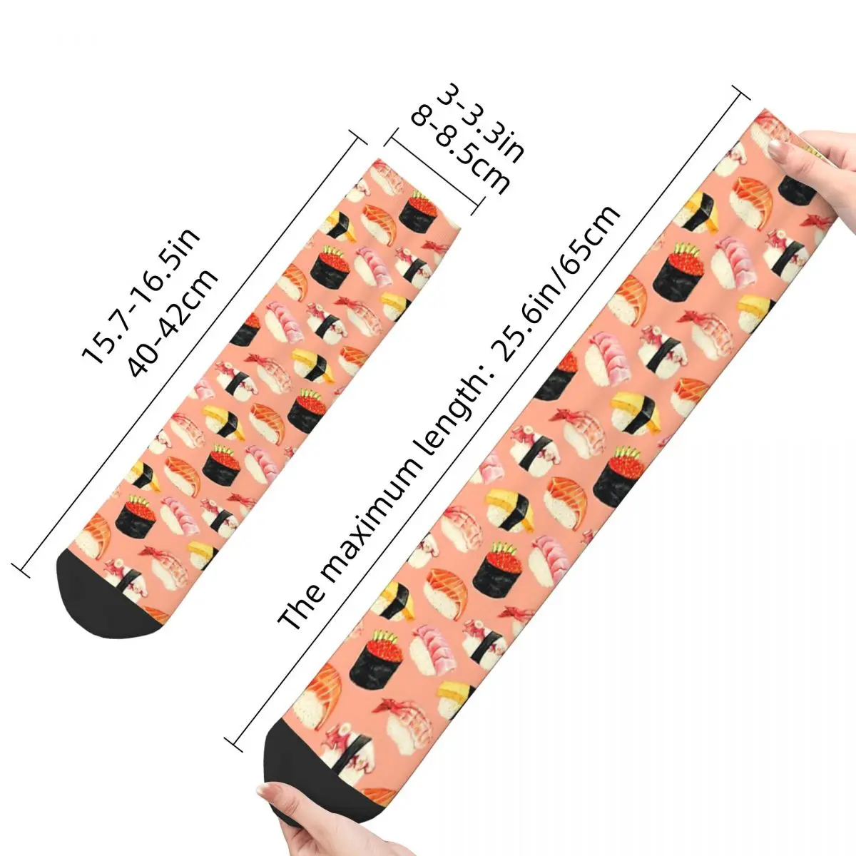 Motif Sushi Nigiri-chaussettes pour adultes roses, chaussettes unisexes, chaussettes pour hommes et femmes