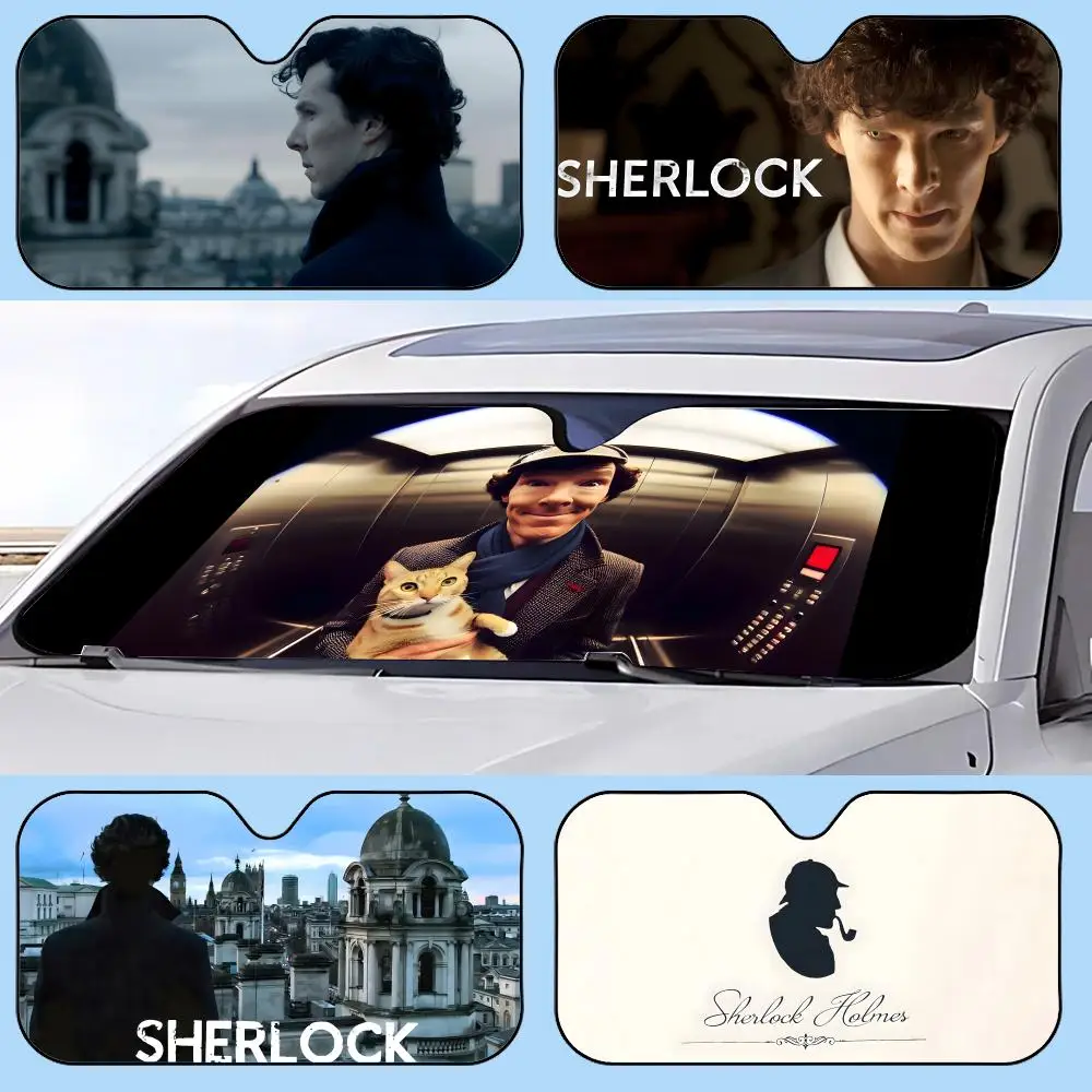 

S-Sherlock H-Holmes Sun Visor Retractable Car Sun Visor Anti-Glare UV Protection Front Window Sunshade