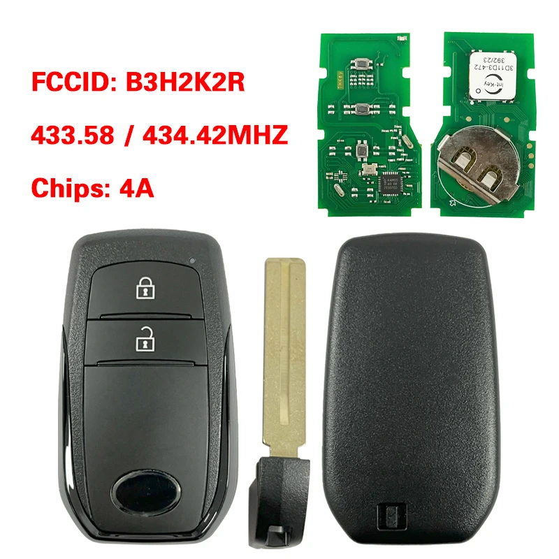 

CN007212 Smart Key for 2020 Toyota Yaris 2 Buttons 433.58/434.42MHZ 4A Chip Transponder NCF29A1M HITAG AES Model B3H2K2R