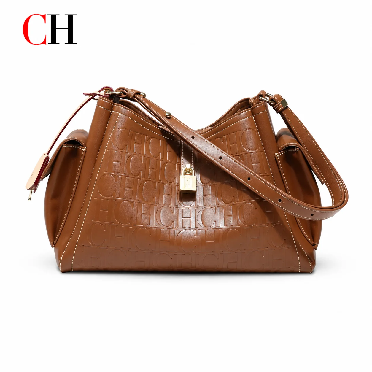 ch-women-embossed-shoulder-bag-large-capacity-pu-leather-handbag-lock-decor-crossbody-tote-with-side-pockets-for-daily-travel