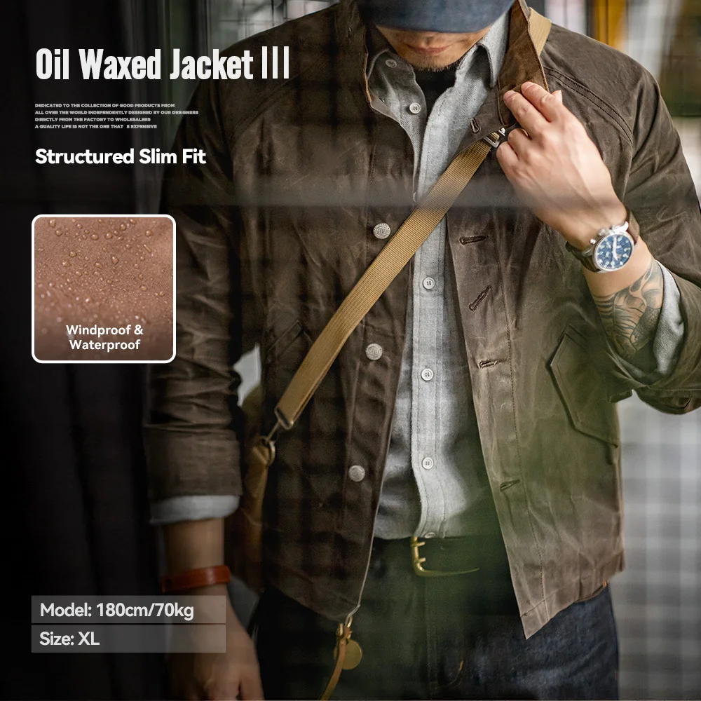 

Винтажная вощеная куртка Maden с вощеным воском и вощеным воском, версия III для мужчин, водонепроницаемое парусиновое однотонное классическое охотничье пальто на осень