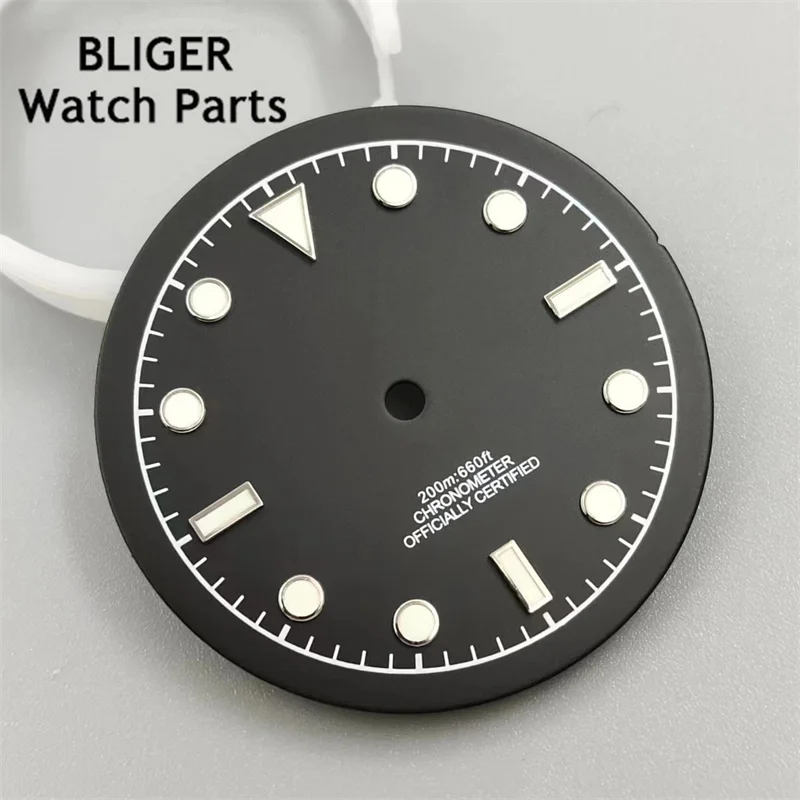 BLIGER 33.5mm dial Black rose gold Dateless window Green luminous Fit NH34 NH35 NH36 ETA 2824 PT5000 Miyota DG series movement