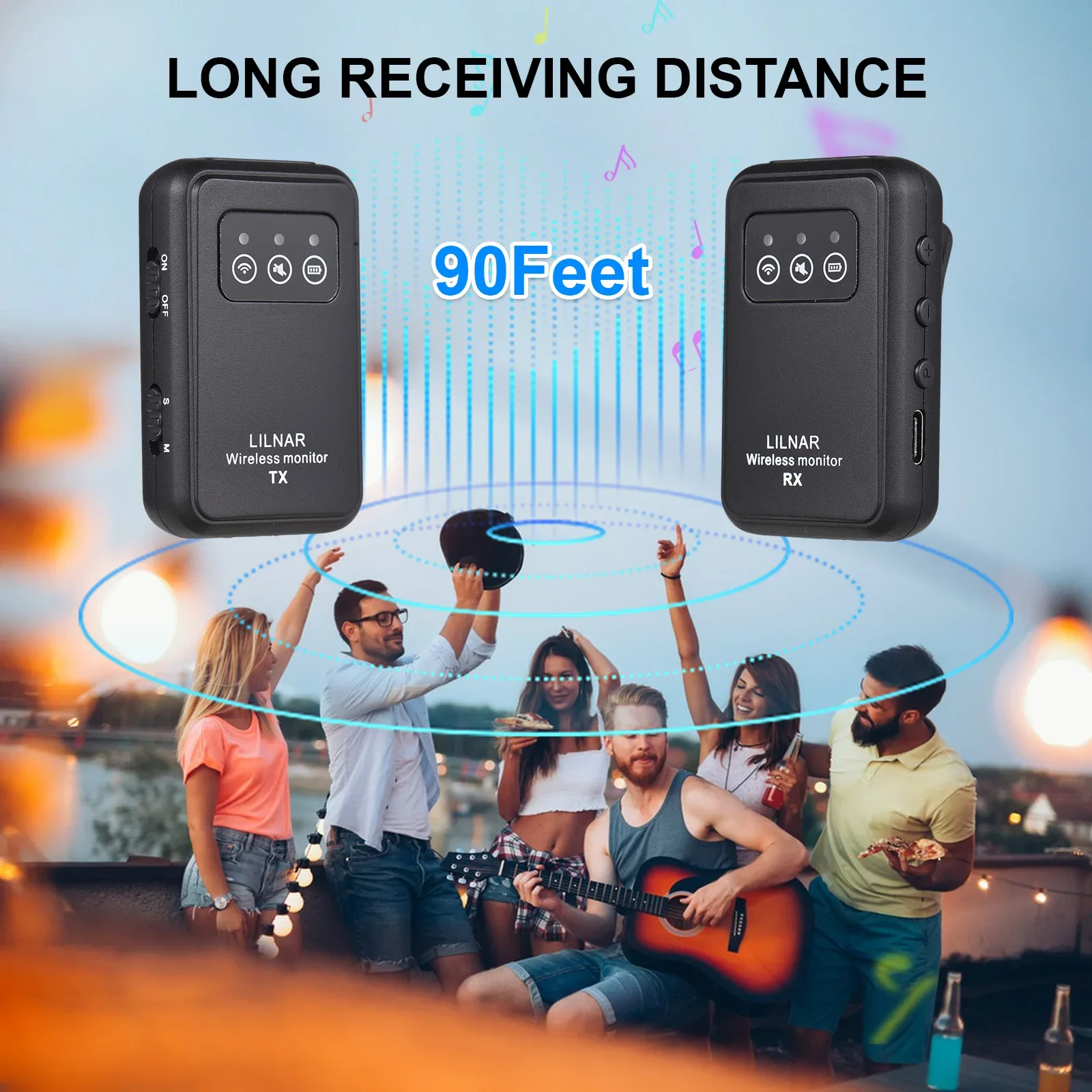 2.4G Wireless In Ear Monitor System Wireless IEM System with Transmitter Receiver Automatic Pairing Professional In Ear Monitor