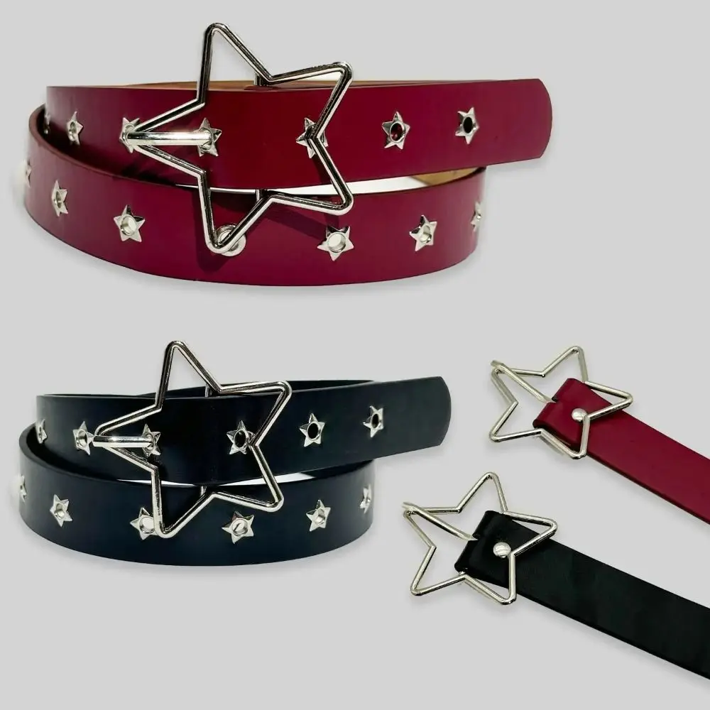 Fashion PU Leather Star Rivet Belt Gothic Metal Y2K Belt Spicy Girl Punk Style Star Waistband Female