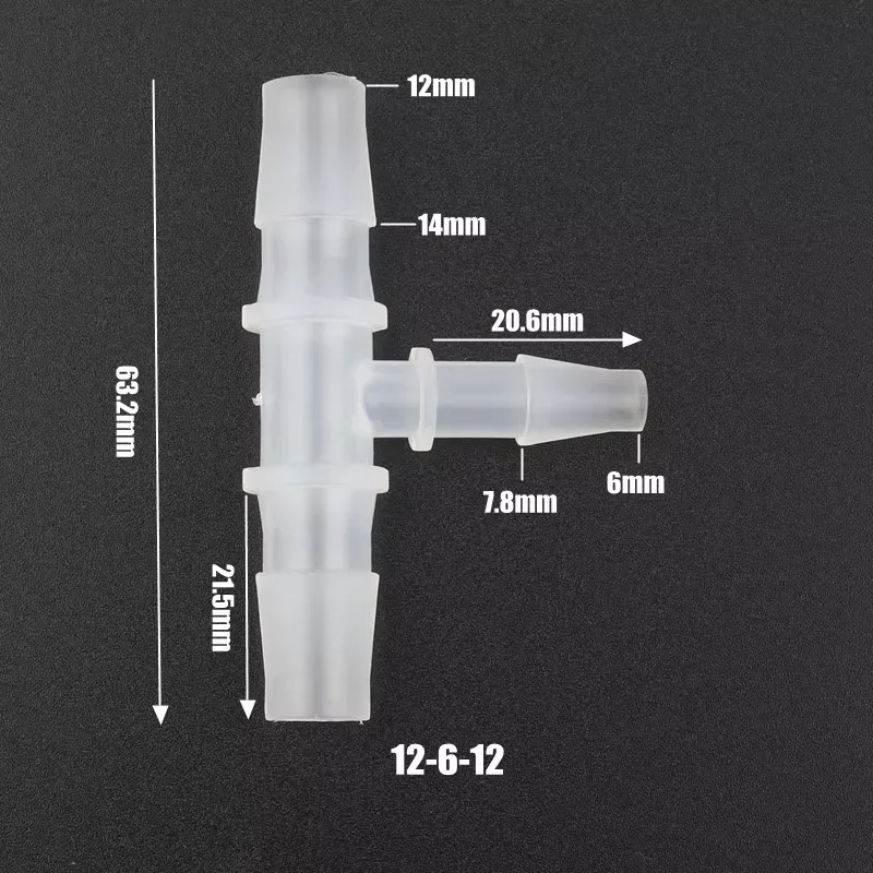 4-200 peças de encaixe t de redução de plástico/conector t pp com tamanho de porta diferente/junta de mangueira plstic de três vias