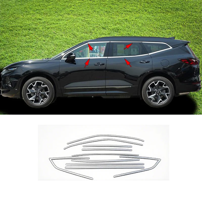 

Автомобильные аксессуары, подходят для Chevrolet Blazer 2019-2026, хромированная внешняя полоса для литья окон из нержавеющей стали, накладка на порог, боковая крышка