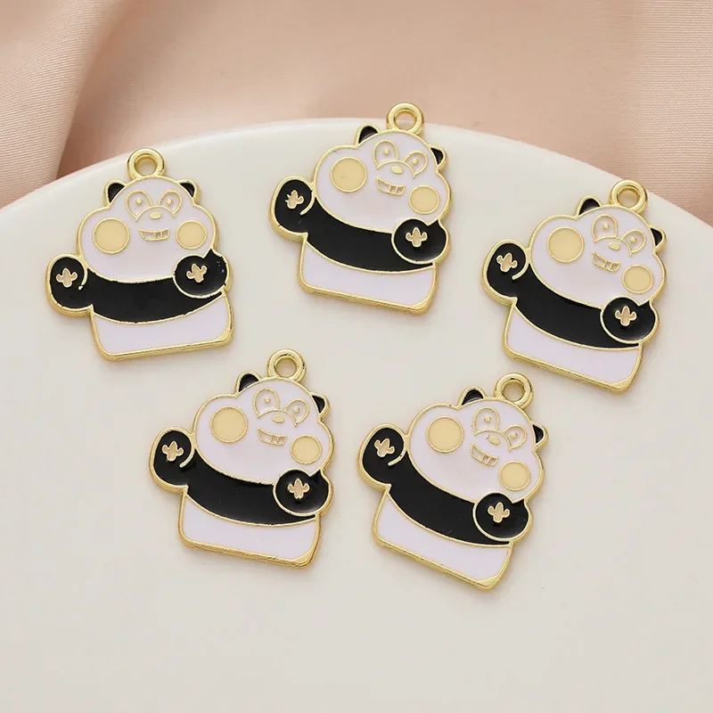 10pcs Cartoon Animal Alloy Charm Necklace Fox Bear Panda Rabbit Pendants Jewelry Crafts Wholesale