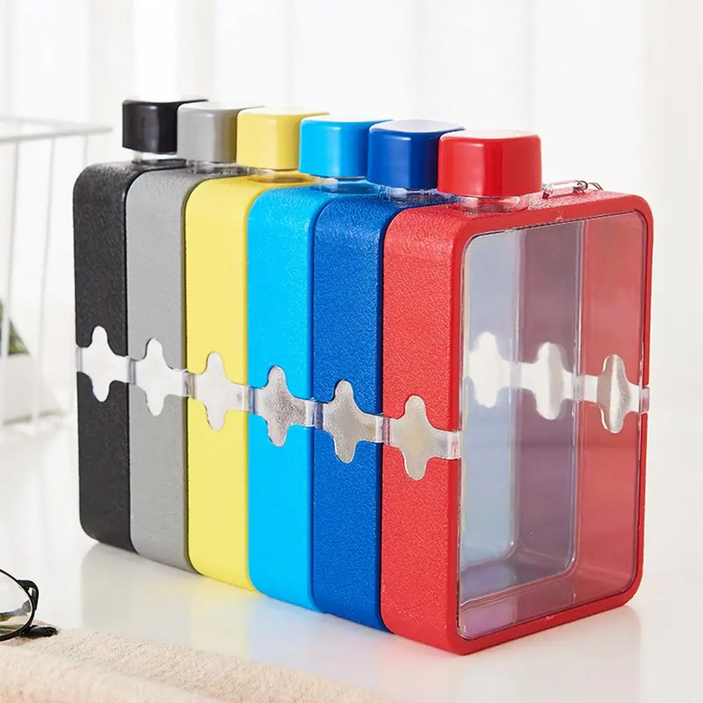 380ML WLeakproof ater Bottle Resin Cube-shaped Students Bottle Lightweight Sport Bottle Camping Travel for Boys