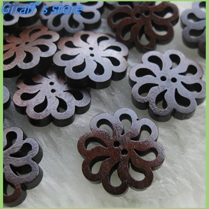 40pcs New flower Wood Buttons 20mm Sewing Craft 2 Holes Sewing Wooden Buttons Clothes Scrapbooking Decorative DIY Craft Buttons