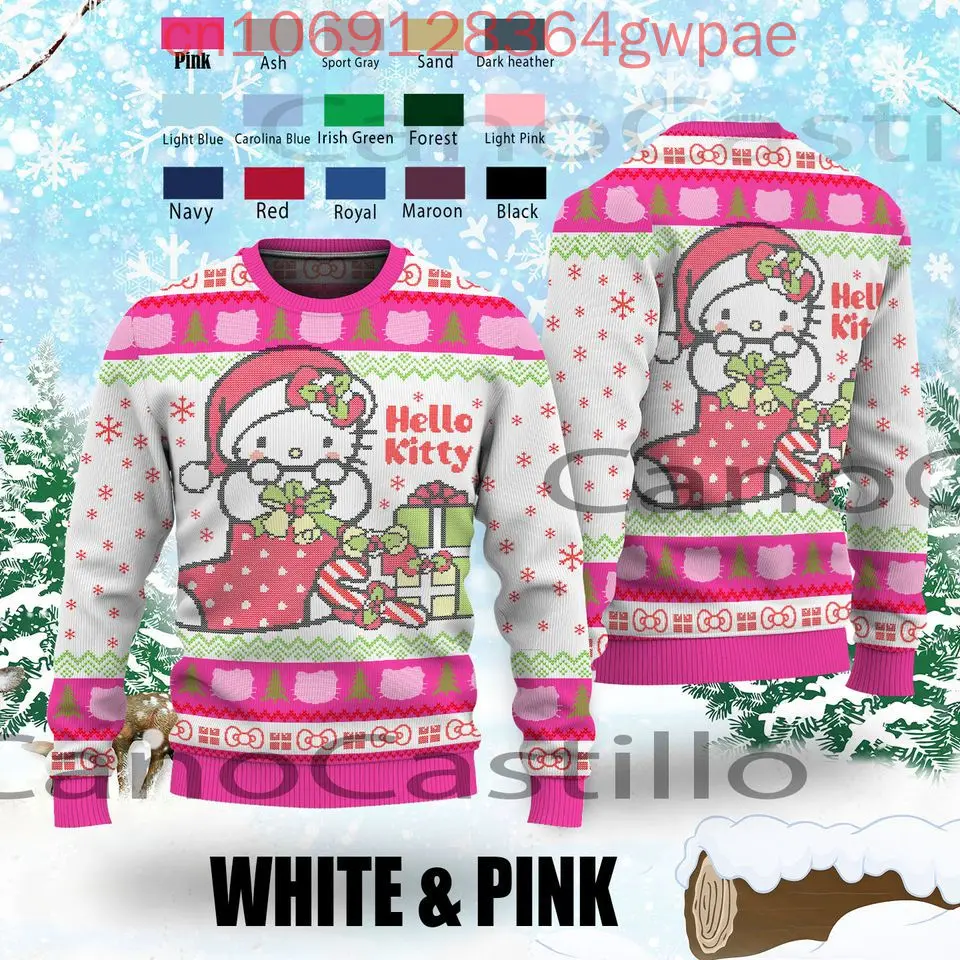 Kuromi Hello Kitty Christmas Ugly Sweater Men\'s Womens 3d Sweater Kuromi Christmas Sweater Anime Xmas Gifts Sweater