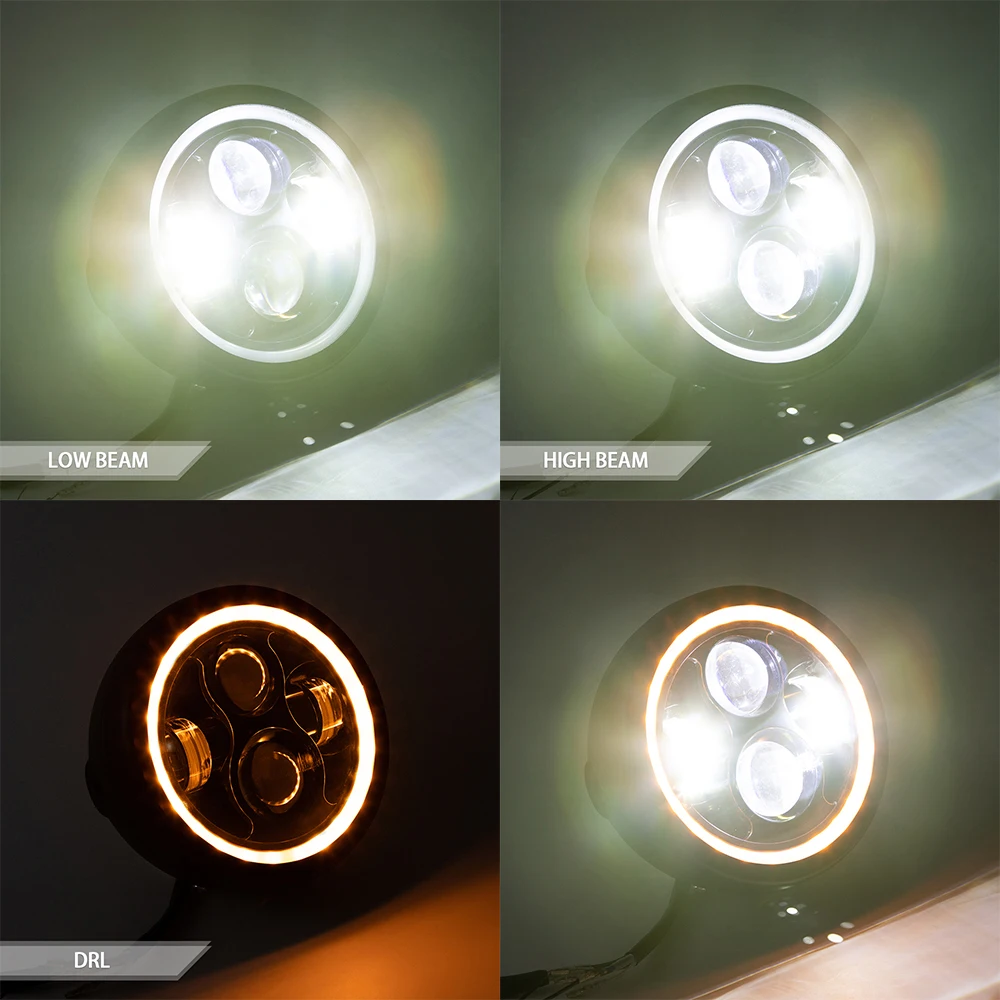 6.5 inch LED Motorcycle Headlight HeadLamp Halo DRL Universal For Honda Steed GN125 keeway k Super light 125 Suzuki Intruder 800