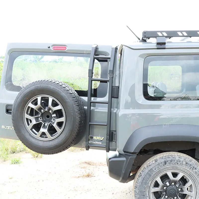 Off-Road 4x4 Accessories Aluminu Tailgate Climbing Ladder For SUZUKI Jimny JB64 JB74 Roof Climbing Expansion Luggage Rack Ladder
