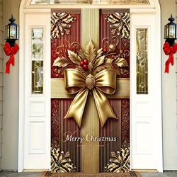 Festive Polyester Christmas door Frame banner - a vibrant gift box design that can be reused for years