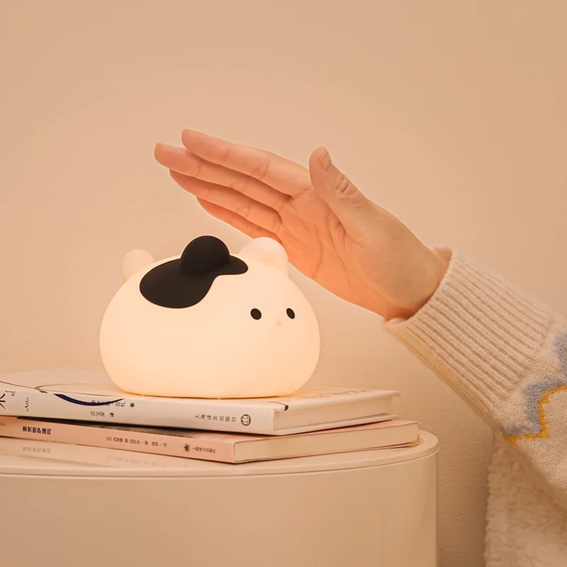 Luz nocturna de silicona Lucky Cat, luz para dormir para compañero de cabecera de dormitorio, brillo ajustable de 2 niveles, regalo de cumpleaños y Año Nuevo