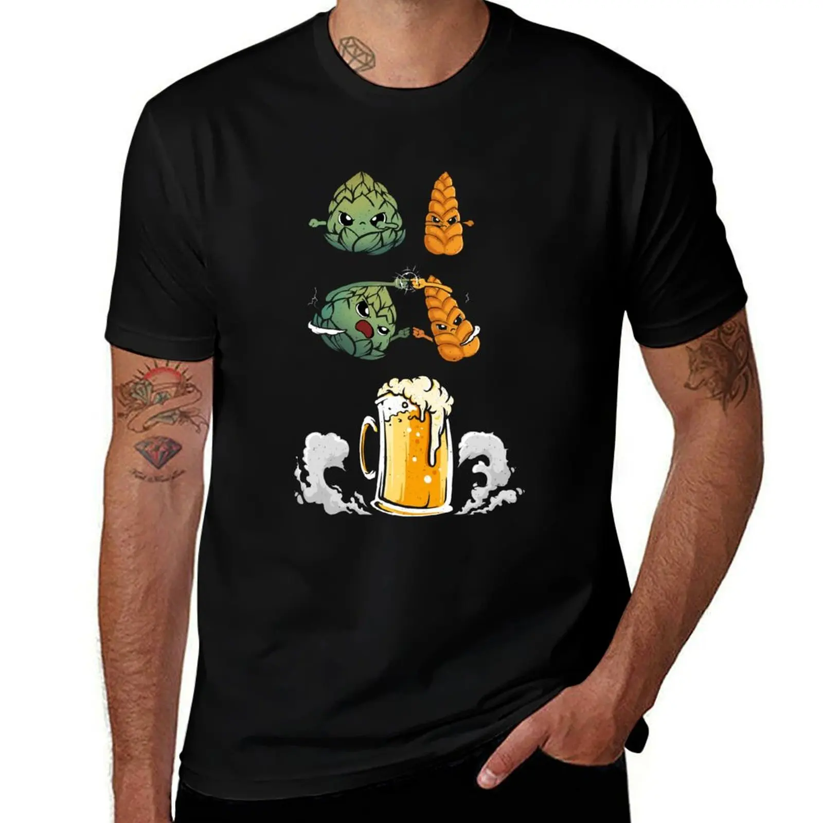 

Hops & Malt Fusion to Beer - Funny T-Shirt man t shirt summer man t shirt graphic t shirt man cotton T-shirt