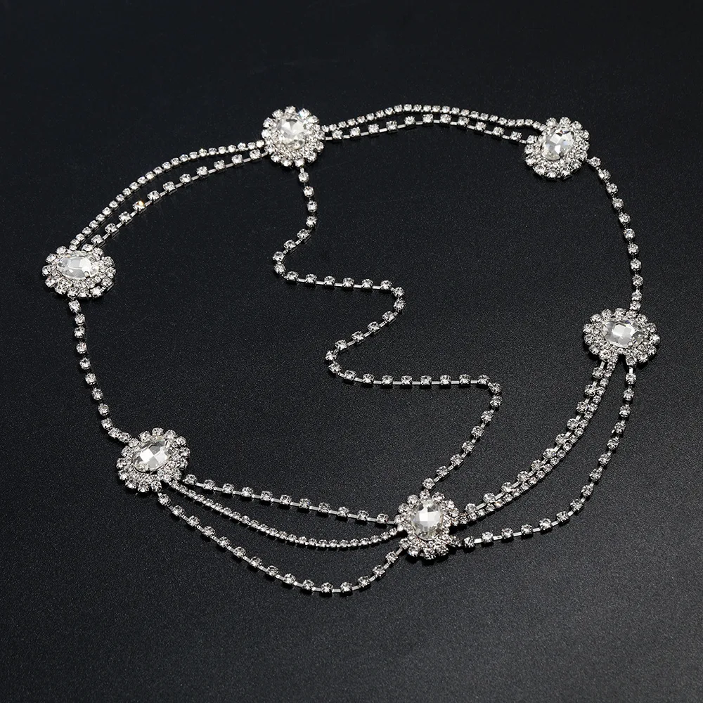 Fashion Women Bohemian Rhinestones Gypsy Head Chain Hair Accessories for Bridal and Girls Belly Dance Wedding 1920s Women Gifts