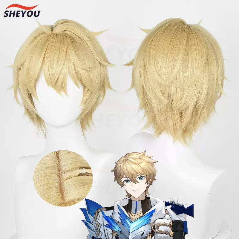 

High Quality Gepard Cosplay Wig Game Honkai Star Rail Light Blonde Short Heat Resistant Synthetic Hair Anime Wigs + Wig Cap