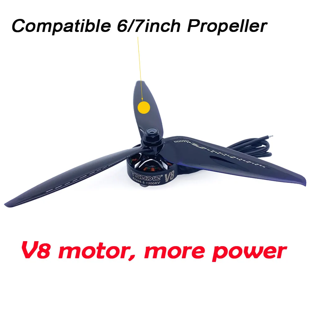 2806.5 V8 فرش السيارات 1300KV ل 6/7/8 بوصة FPV سباق طويلة المدى حرة الطائرة بدون طيار كوادكوبتر مولتيكوبتر RC نموذج الملحقات #6