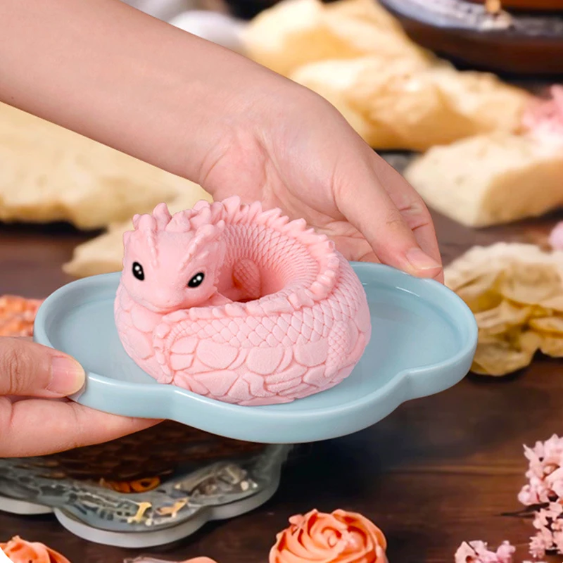 Cute Dragon Candle Silicone Mold DIY Pudding Dessert Mousse Cake Mold Handmade Aromatherapy Gypsum Soap Candle Making Mould