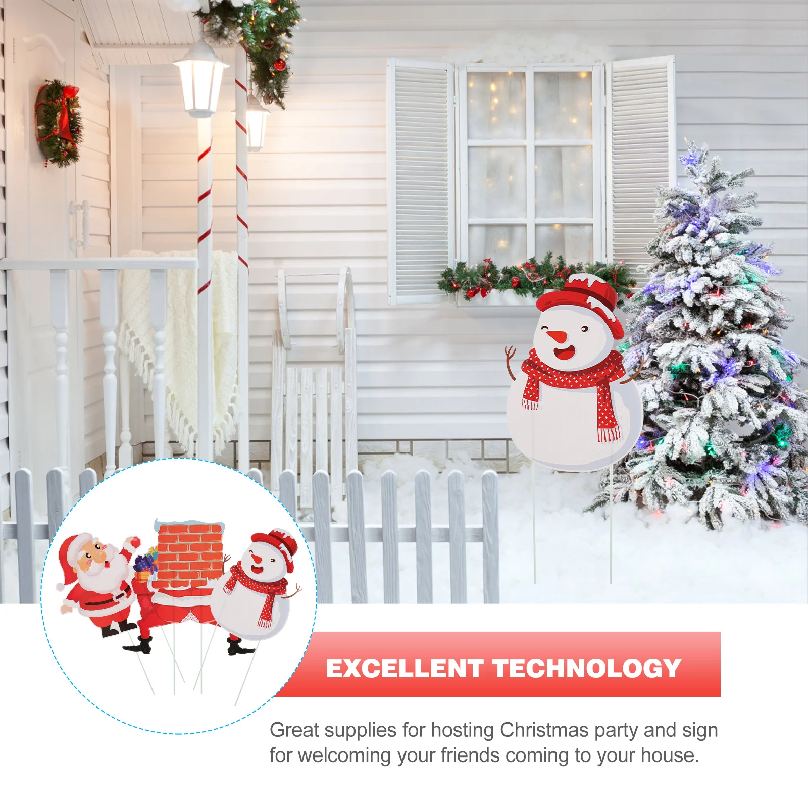 

3Pcs Christmas Yard Signs Outdoor Decorations Adorable Patterns Festive Atmosphere Garden Lawn Party Supplies Christmas Sign