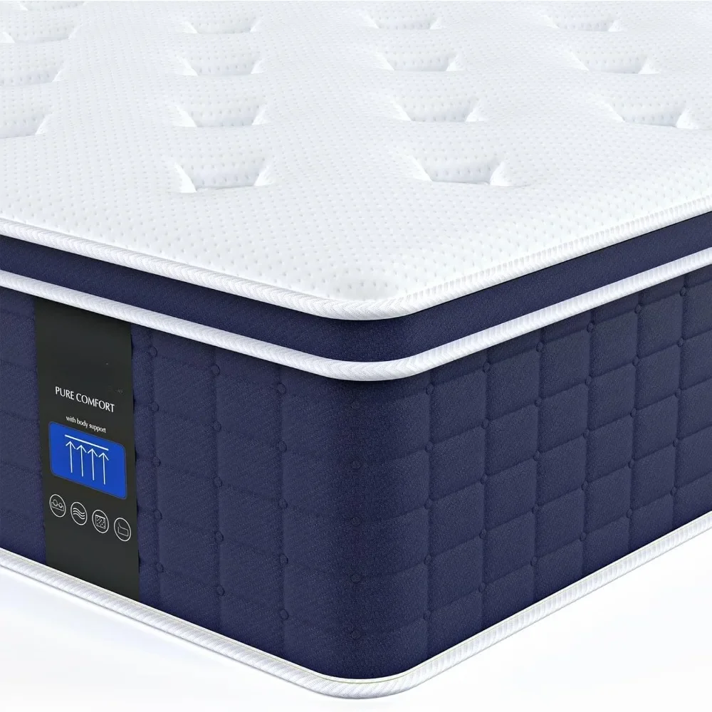 Twin Mattress 14 Inch, Hybrid Twin Bed Mattress in a Box, 4 Layer Premium Foam with Pocket Springs for Motion Isolation