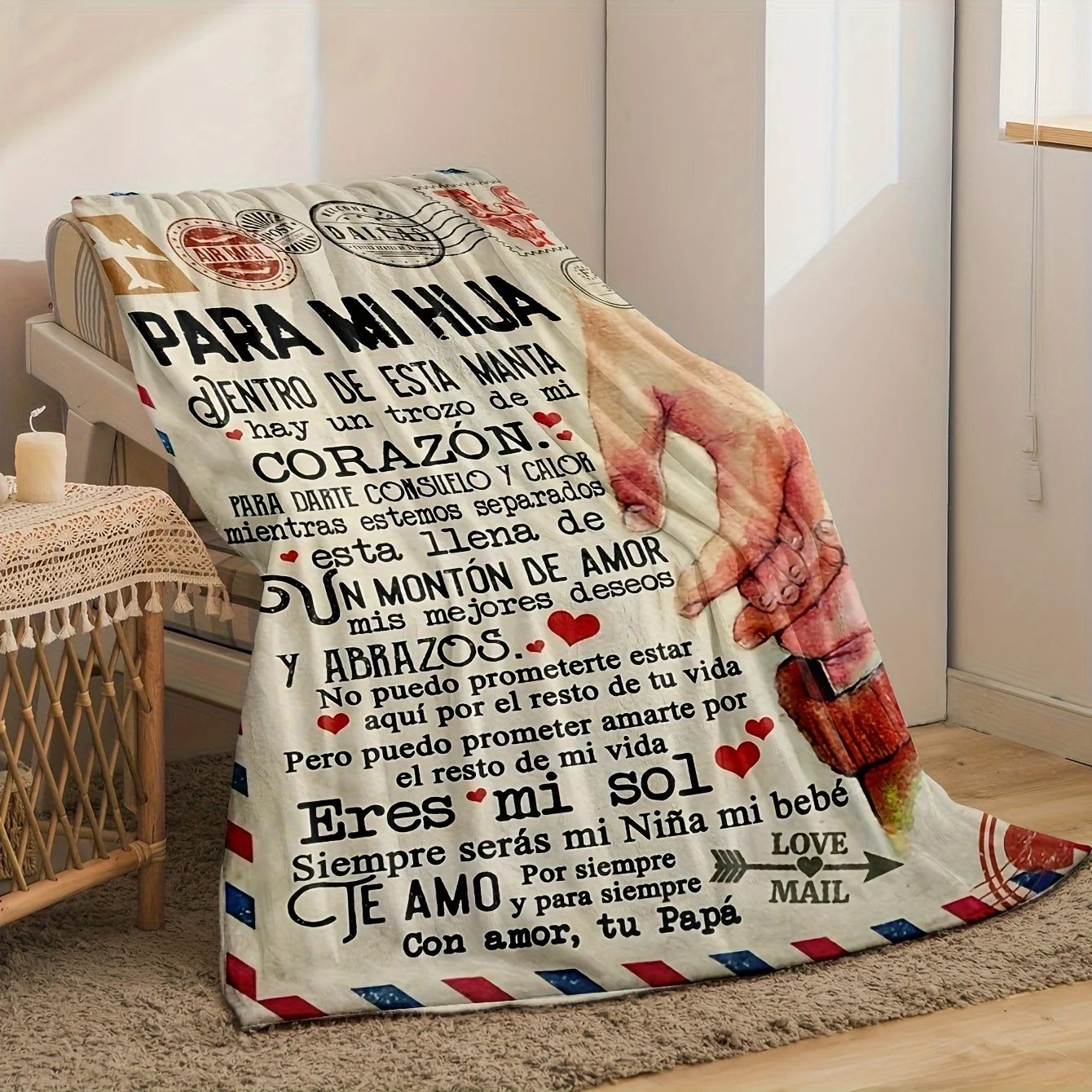 1 قطعة من بطانية الأب Daughter's الفانيلا الإسبانية، بطانية دافئة غير رسمية ناعمة، بطانية رمي مكتبية متعددة الأغراض، تخييم خارجي #4
