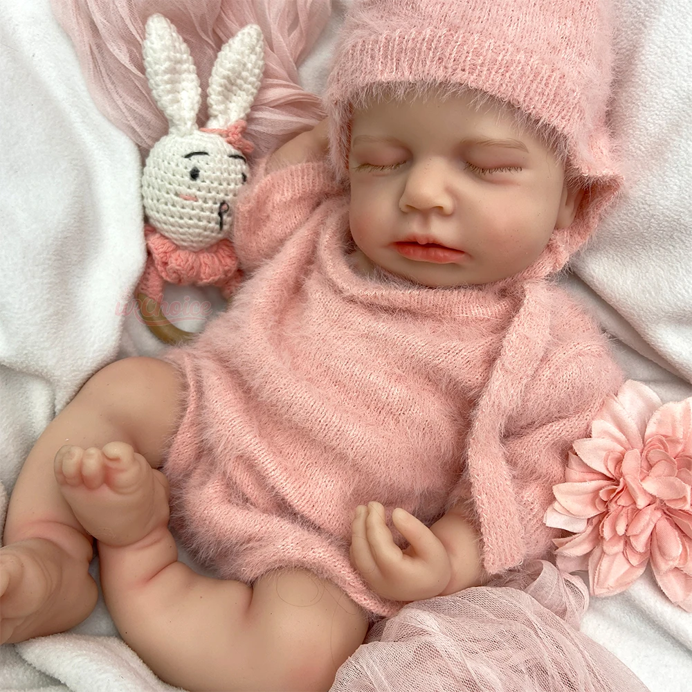 45cm Lifelike Full Body Soft Silicone Reborn Girl Open Mouth Realistic Weighted Newborn Doll for Childcare Training