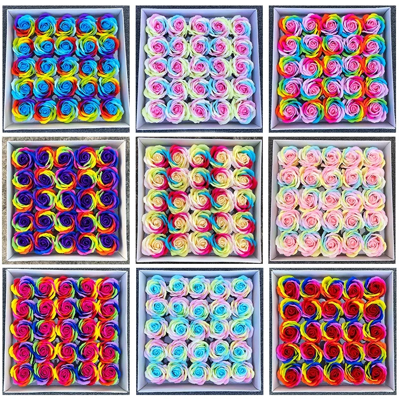 

25 шт./компл. красочные мыльные цветы розы с подарочной коробкой для свадебных сувениров, украшения, искусственные цветы ручной работы, товары для вечеринок