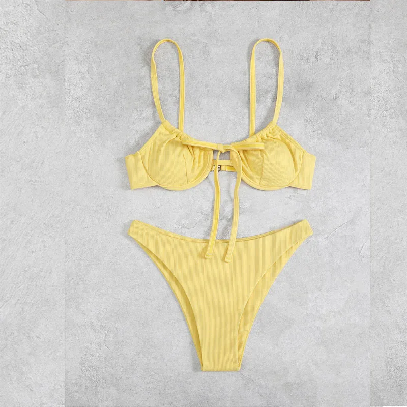 

NewbikiniSolid color tie-back beach bikini sexy two-piece women's swimsuit