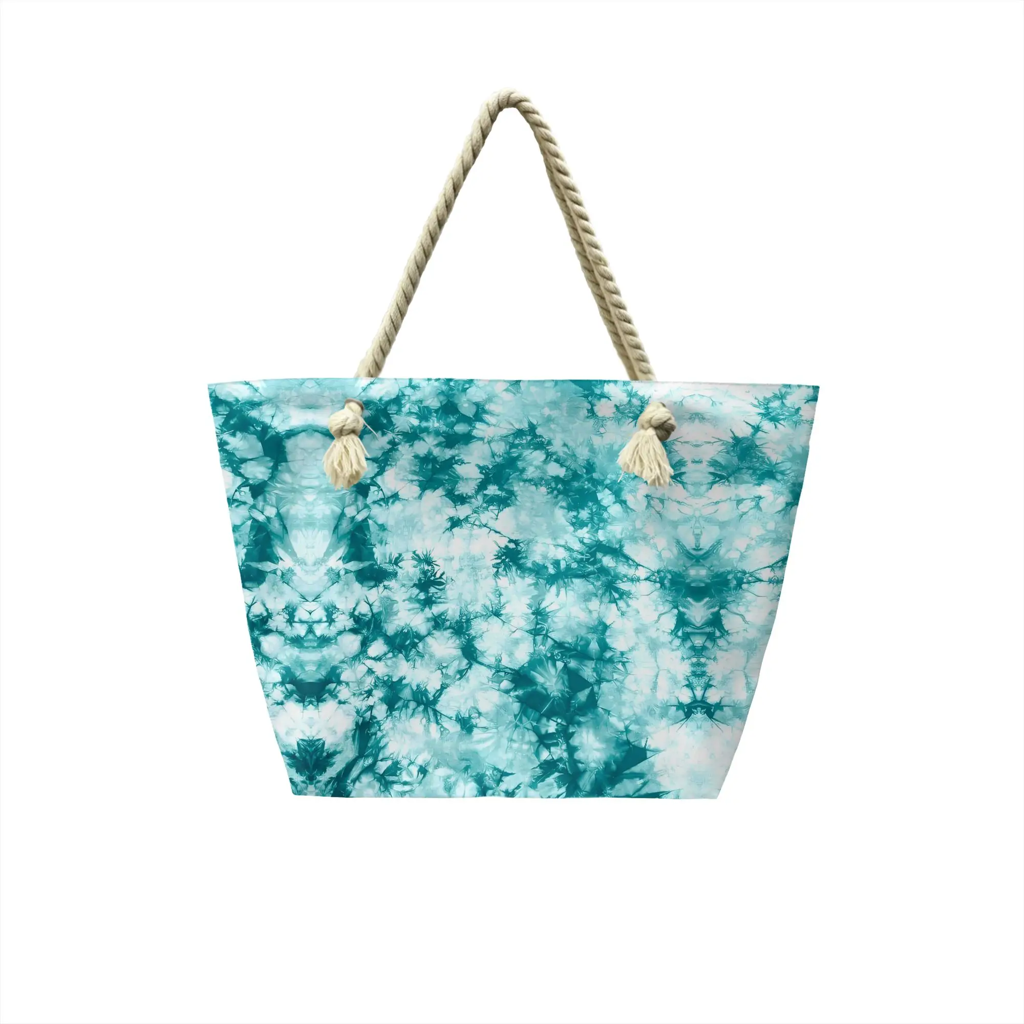 Reusable Tie Dye Shopping Bag Women Shoulder Canvas Tote Bag Portable Abstract Style   Groceries Shopper Bags