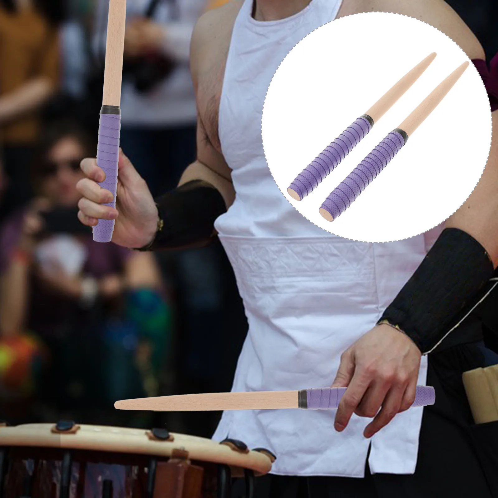 

Drumsticks 350Mm X 20Mm Purple Tapered Wood Japanese Drum Mallets For Tatakon Lightweight Balanced Performance