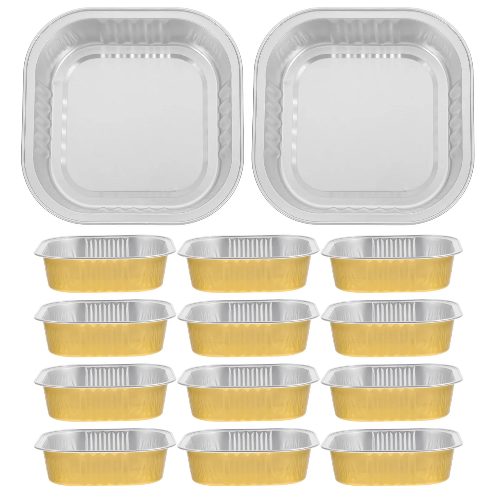 20Pcs Aluminum Foil Pans 220Ml Heavy Duty Disposable Baking Tray Elegant Square Design for Chafing Dishes Steam Table Cooking