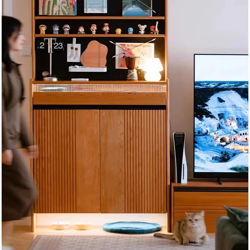 

Nordic cherry wood shoe cabinet household entry porch cabinet locker living room partition cabinet ultra-thin solid wood