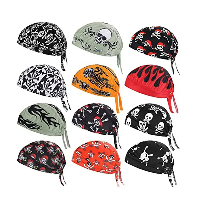 

1 Piece Bicycle Skull Pirate Hat, Turban, Bandana, Breathable Helmet, Sweat Resistant UV Sports Bandana, Scarf, Male and Female