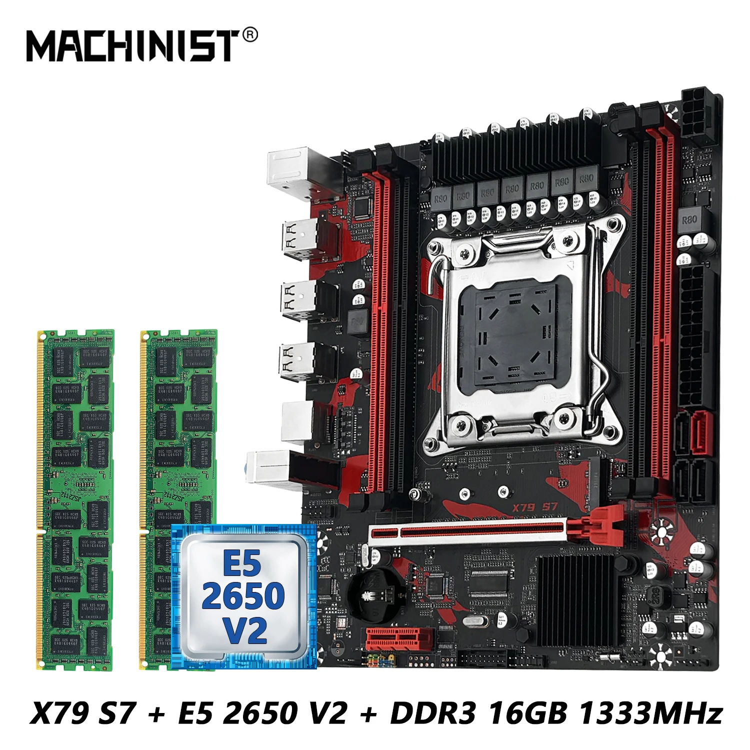 

MACHINIST X79 S7 Motherboard Kit Set With Xeon E5 2650 V2 CPU DDR3 16GB 1333MHz LGA 2011 Processor NVMe/SATA M.2 Dual Channel