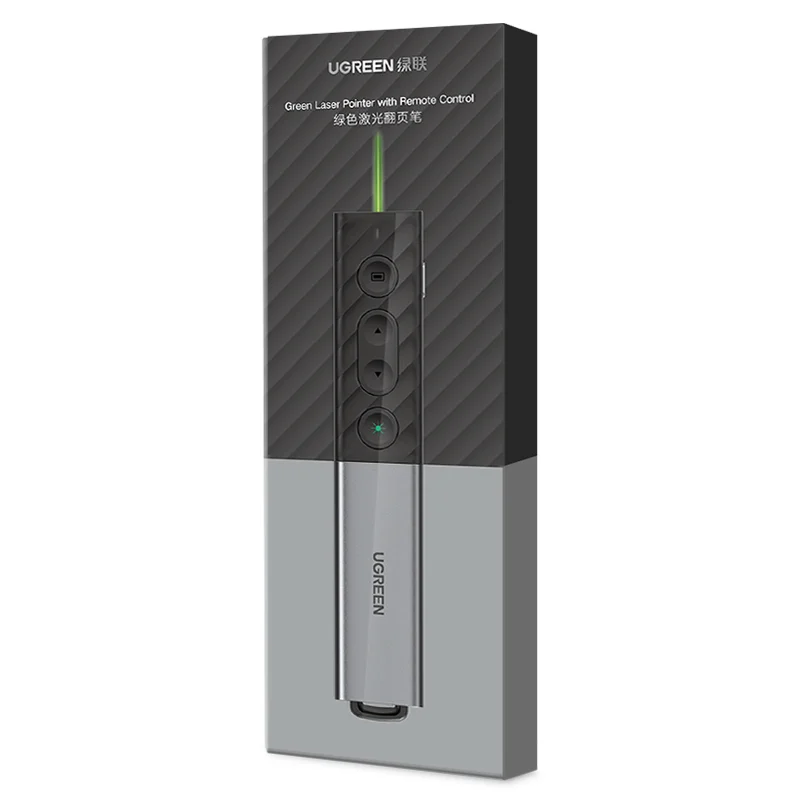 UGREEN Rechargeable Powerpoint Clicker with Green Laser Pointer Long Range 2in1 USB Type C Wireless Remote Presentations Clicker