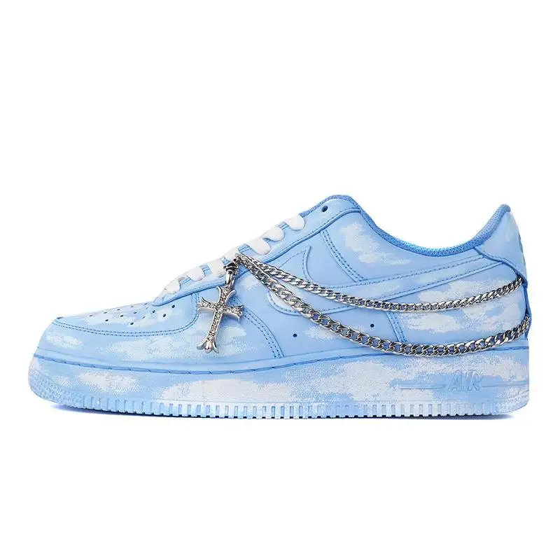 

[Женская цепочка окрашенная в синий]Nike Air Force 1 Air Force 1, противоскользящая, износостойкая, низкая, женская обувь для скейтборда