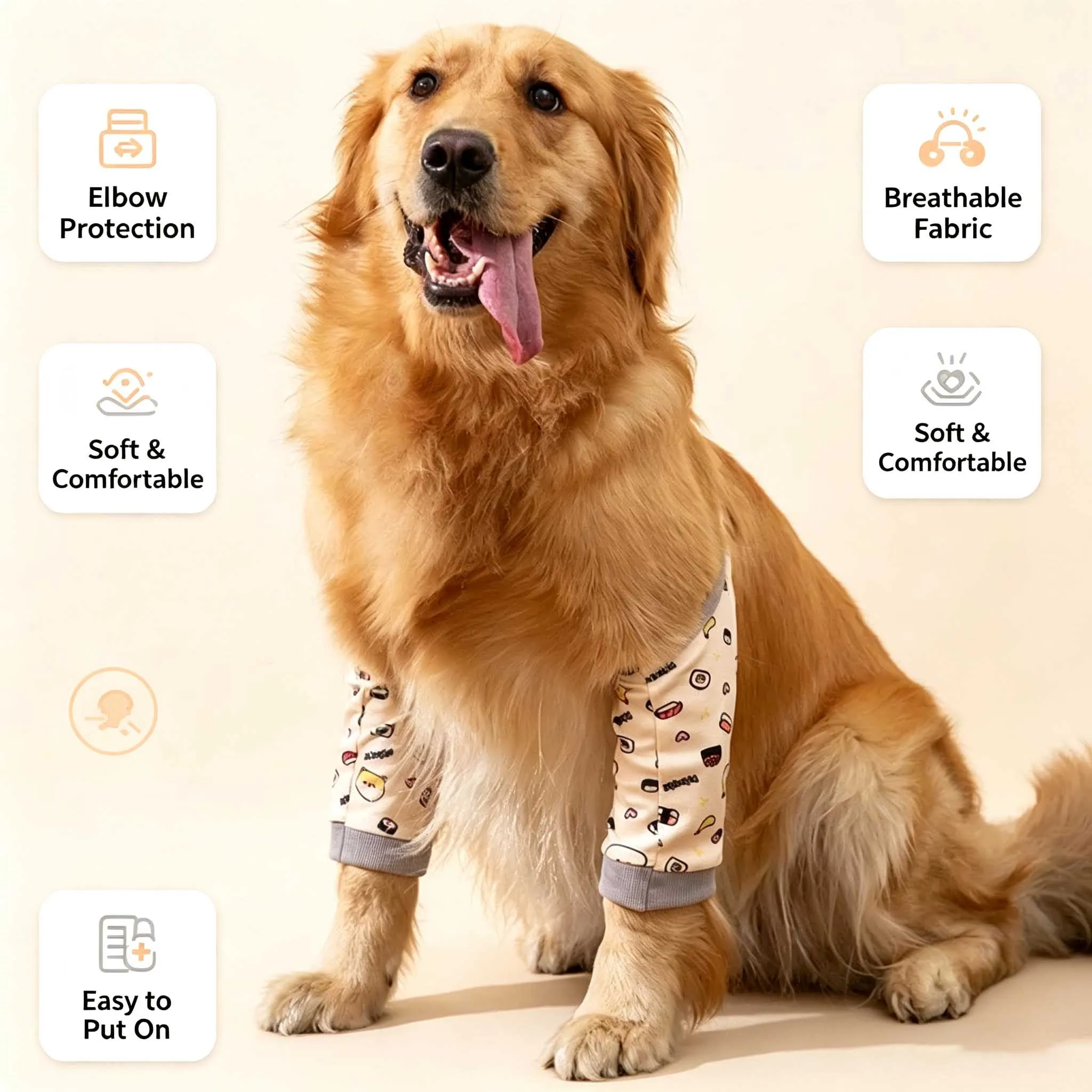 Elbow Pads for Pets  Medium to Large Dogs  Knee Pads  Front Legs  Joint Protection  Dirt Protection  Golden Retrievers Labrador