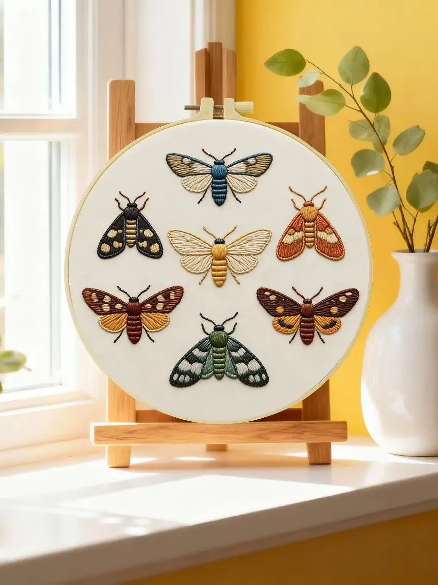 1 Stück 20X20CM/15X15CM 7,87/6,3 Zoll Insekten-Stickerei-Starter-Kit DIY-Kit DIY-Stickerei-Set für Anfänger – Detail 6