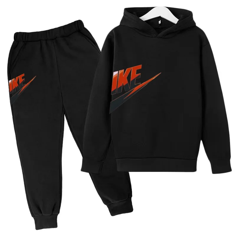 Kinder-Sweatshirt-Set mit Kapuzenjacke, Jungenbekleidung, Mädchen-Freizeit-Sportmarken-Set, Kapuzenoberteil mit Jacke und Hose, 2-teiliges Set – Detail 7