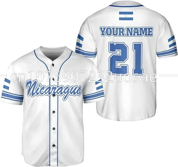 Spring And Summer Nicaragua Customize Your Name Baseball Jersey Shirt Baseball Shirt 3D Printed Men's Shirt Casual Shirts