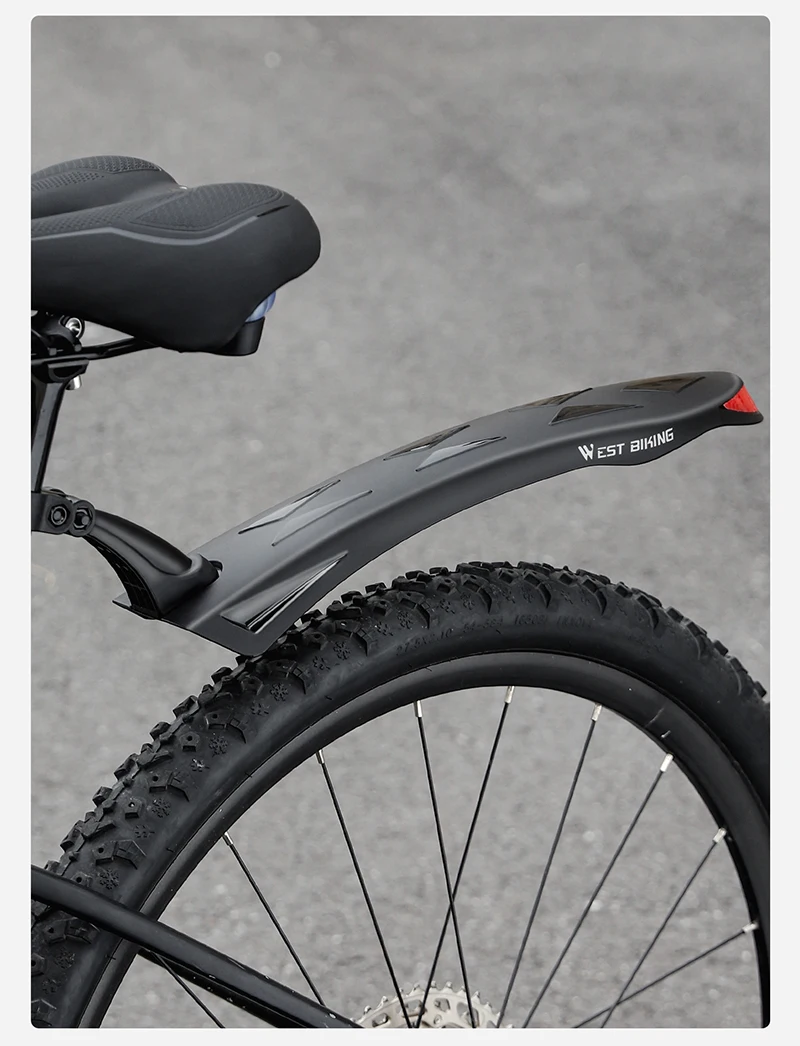 WEST BIKING Verlängerte Fahrrad-Schutzbleche Reflektierende Schutzbleche für 26-27,5 Zoll Mountainbikes Regen- und Nachtfahrten Langlebiger PP-Kunststoff – Detail 12